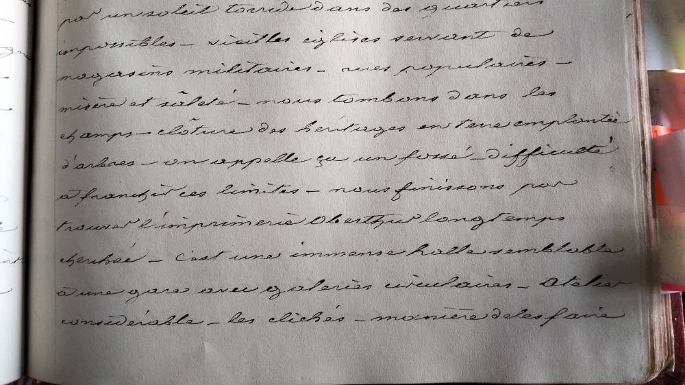 Manuscrit Edouard Rencker visite de limprimerie Oberthur a Rennes le 22 Aout 1874 partie 1