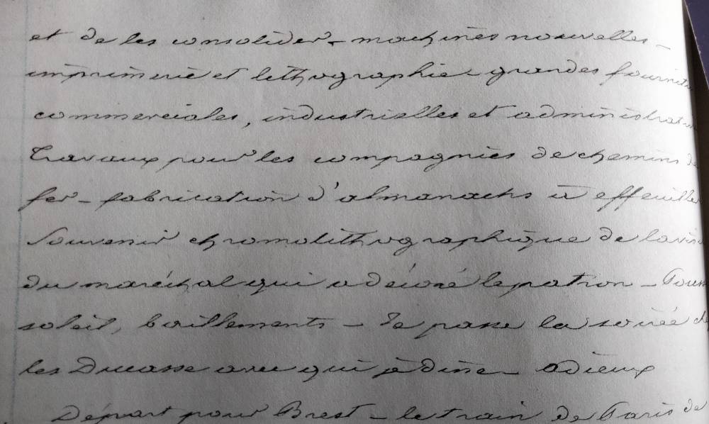 Manuscrit Édouard Rencker visite de l'imprimerie Oberthur à Rennes, le 22 Août 1874 - partie 2
